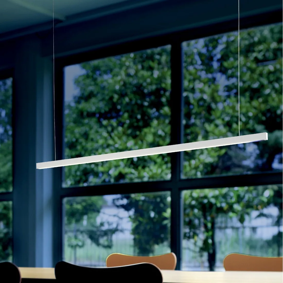 Lampadario FB-ELLE 2089 S2 57W LED 5150LM touch dimmer biemissione metallo bianco nero sospensione ufficio rettangolare