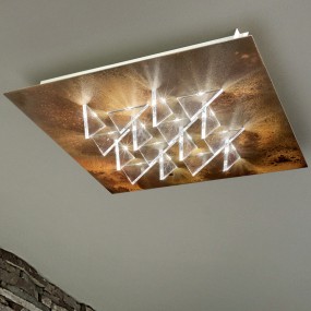 Plafoniera FB-CRISTALLI 2052 PL50 35W LED 3000LM metallo metacrilato triangolo satinato lampada soffitto quadrata moderna