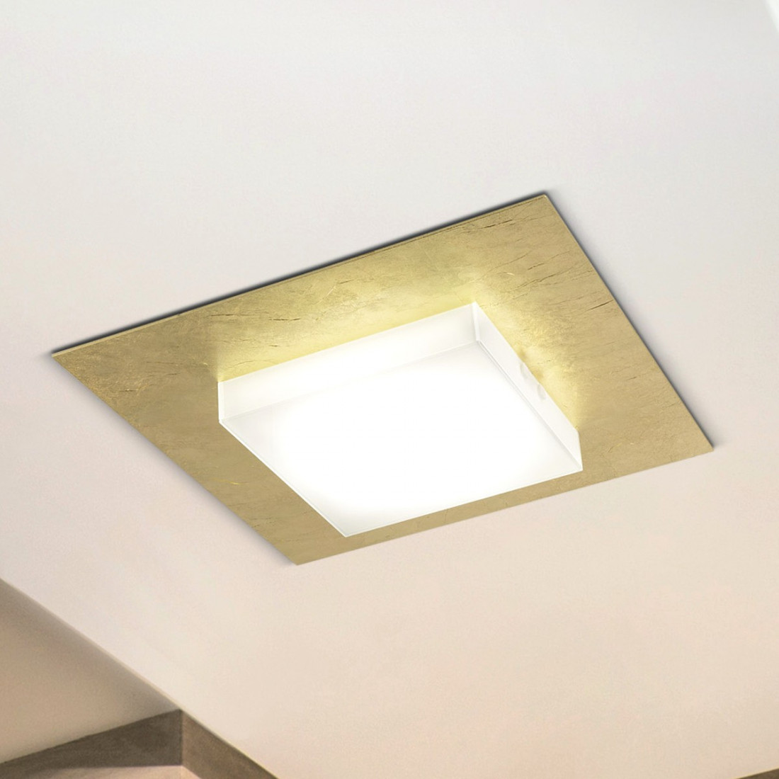 Plafoniera FB-CANDY 2118 PL55 30W LED 3300LM vetro metallo lampada soffitto moderna quadrata interno