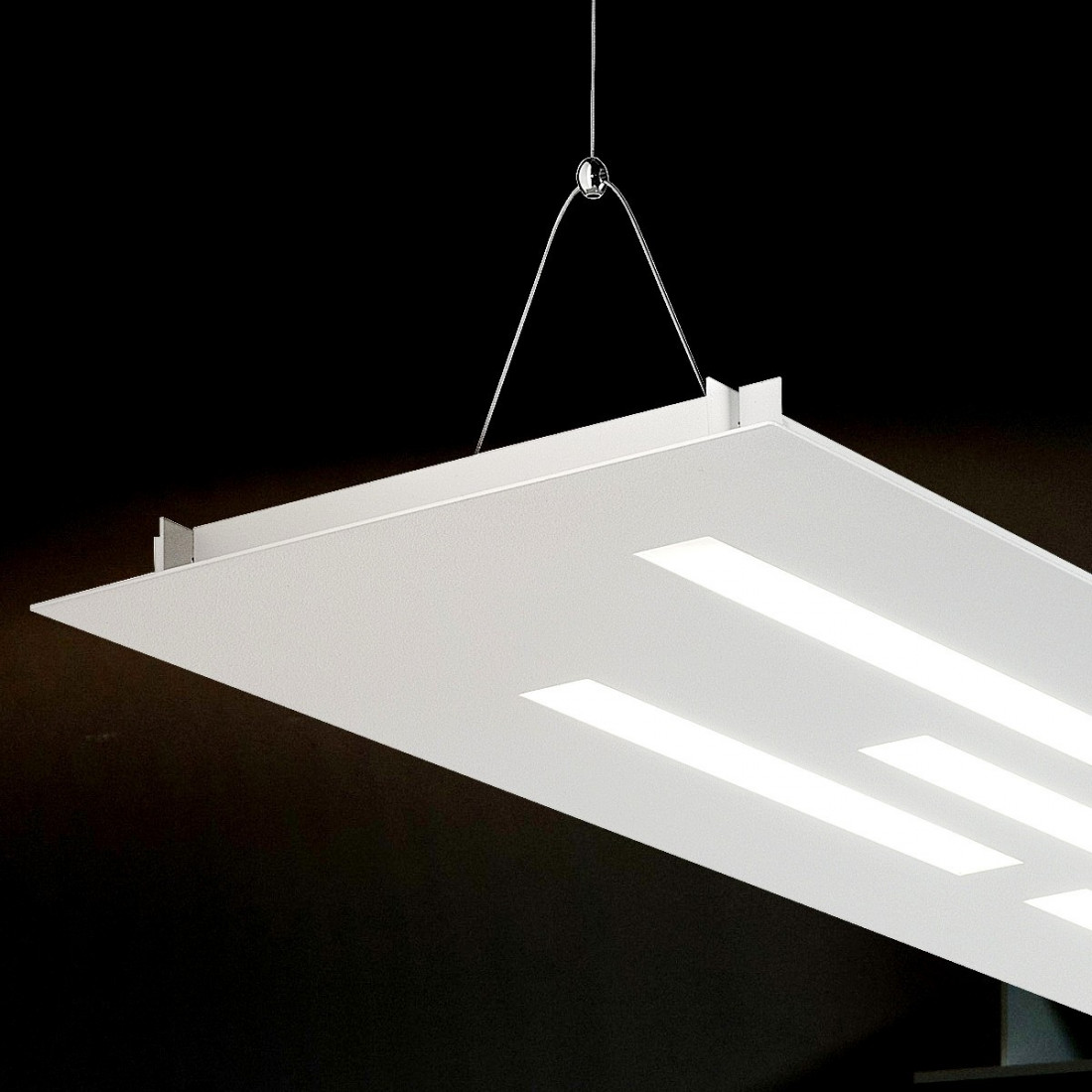 Sospensione FB-GAMMA 2080 S 66.5W LED 7700LM biemissione metallo lampadario tavolo ufficio rettangolare moderno metallo