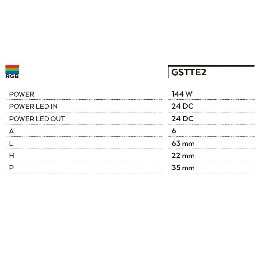 Unité de contrôle + télécommande RGB GE-GSTTE2 144W IP20 rayons infrarouges pour bande led RGB