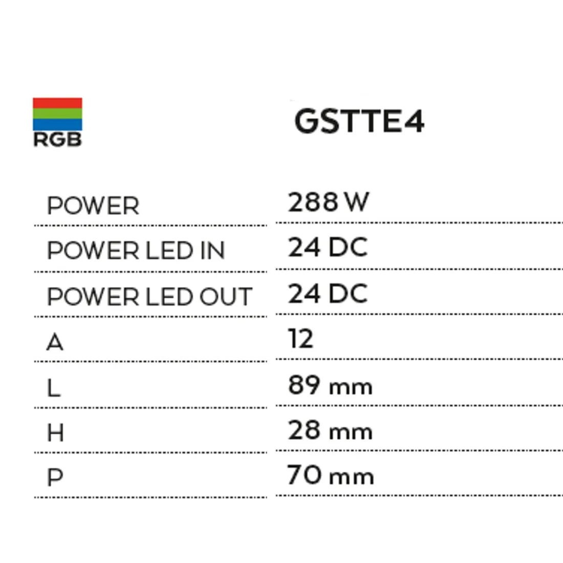 Centralina+Telecomando RGB GE-GSTTE4 IP20 onde radio touch per strip led rgb