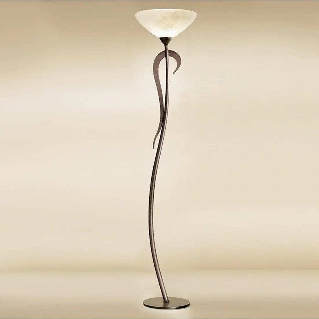 Lampadaire LM-4280 1P E27 LED DIMMABLE lampadaire rustique classique en métal vieilli intérieur en verre