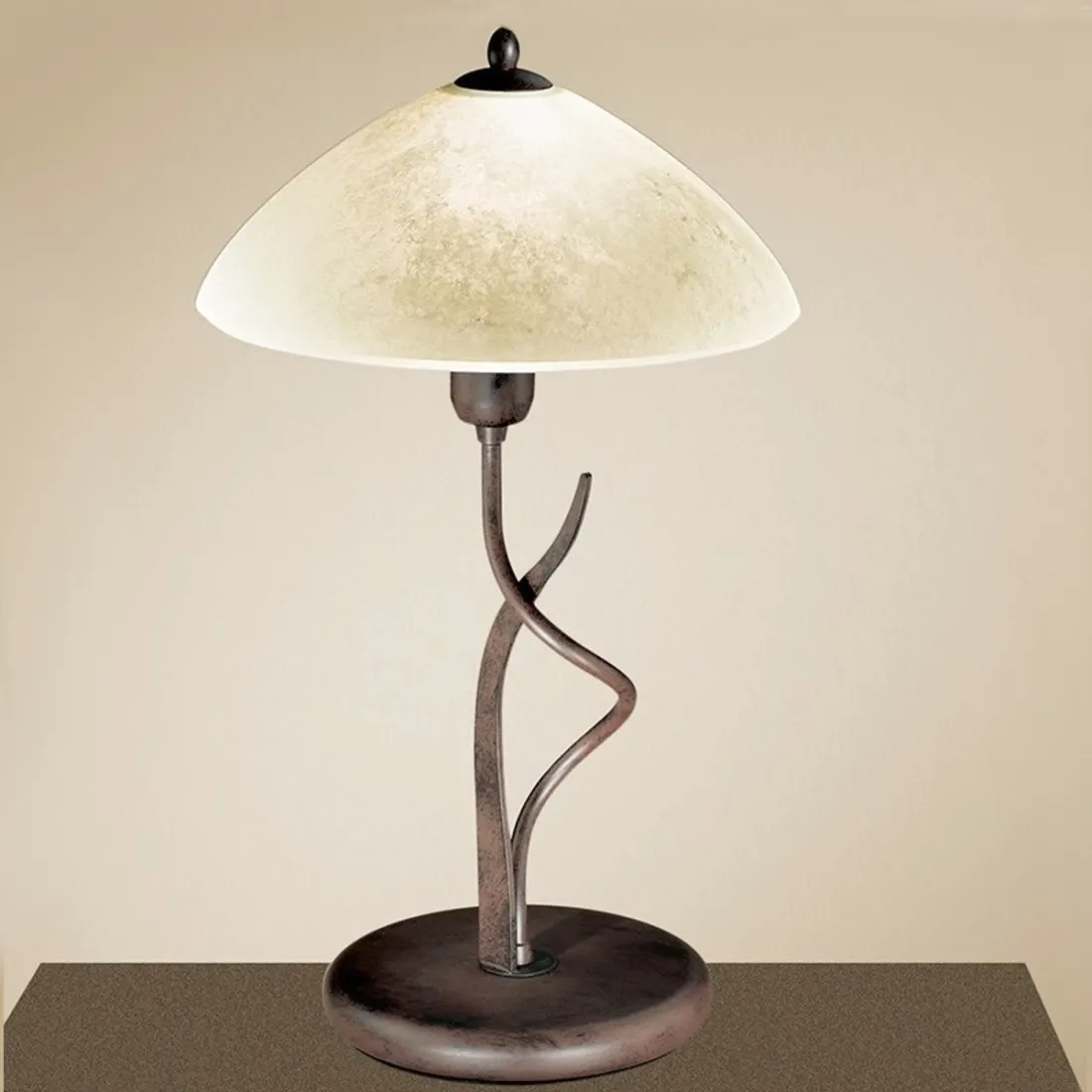Abat-jour LM-4280 1LT E27 LED 51CM lampe de table rustique classique fer rouille brun intérieur en verre vieilli