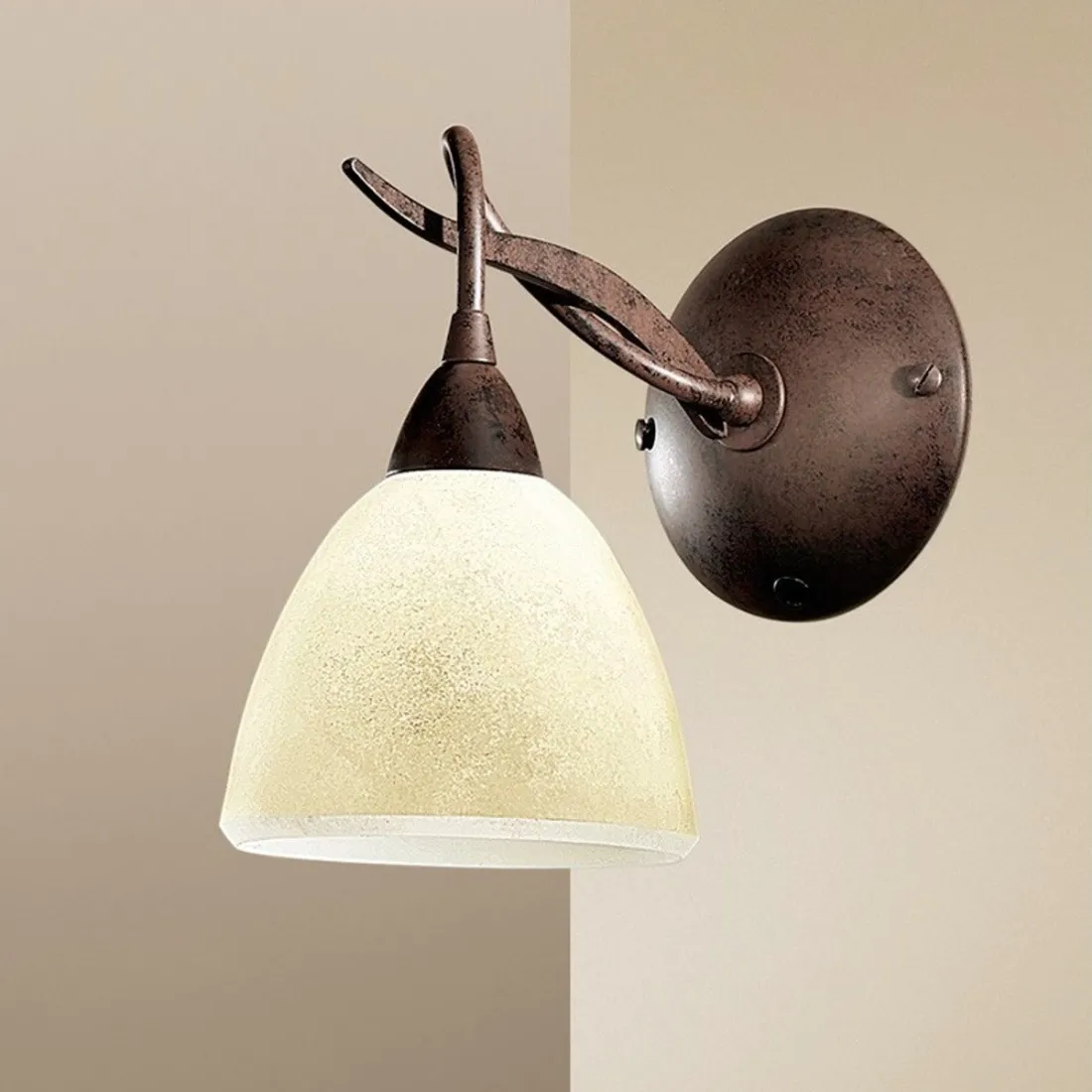 LM-4280 1A E14 LED applique murale classique rustique brun foncé applique murale verre vieilli intérieur