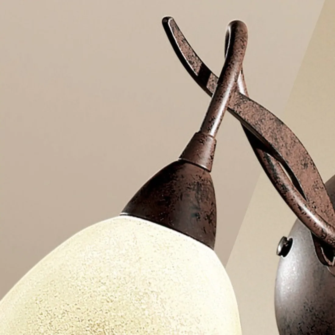 Applique LM-4280 1A E14 LED classica rustica lampada parete testa di moro vetro invecchiato interni