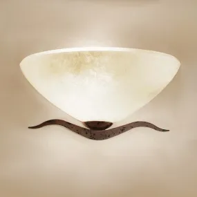 Applique LM-4280 1AG E27 LED classica rustica lampada parete vaschetta metallo testa di moro vetro crema satinato interni