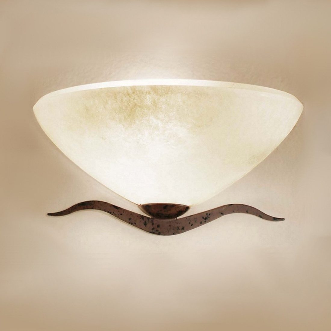 LM-4280 1AG E27 LED applique murale classique rustique applique murale brun foncé plateau en métal crème en verre satiné intérie