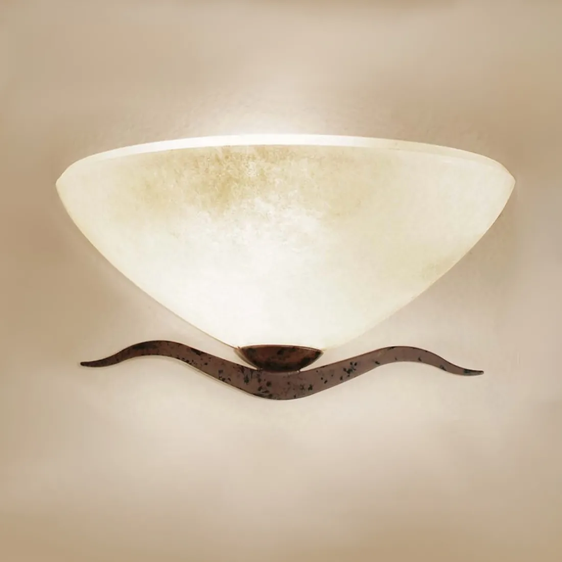 LM-4280 1AG E27 LED applique murale classique rustique applique murale brun foncé plateau en métal crème en verre satiné intérie