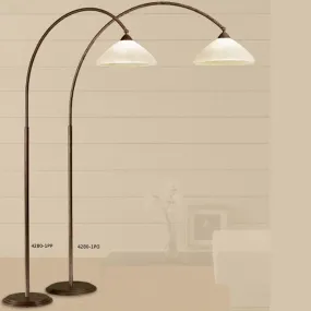 Piantana arco LM-4280 1PP 1PG E27 LED DIMMERABILE classica rustica lampada terra braccio metallo vetro interno