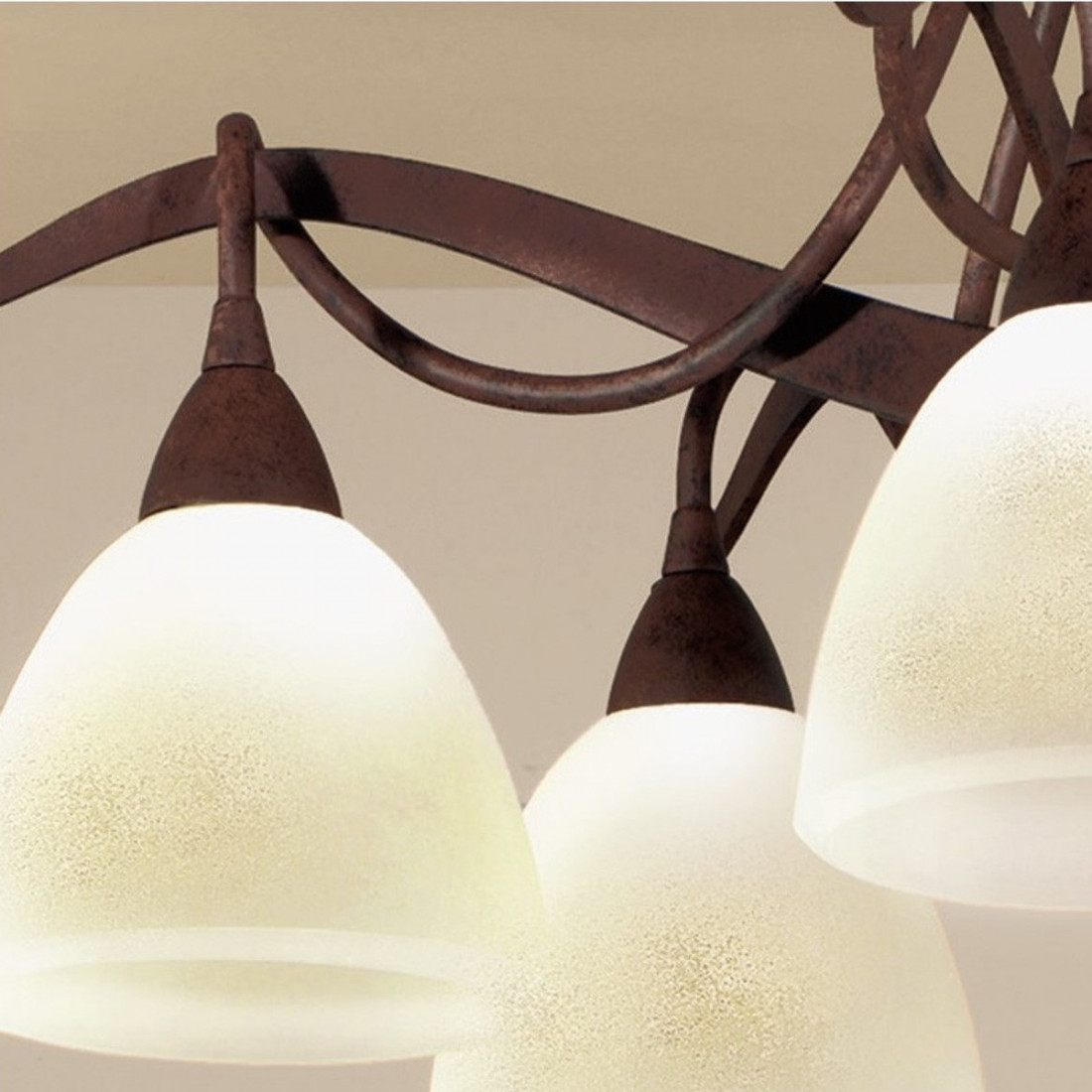 Plafoniera LM-4280 5 PL E14 LED D65 classico rustico metallo vetro invecchiato lampada soffitto interno