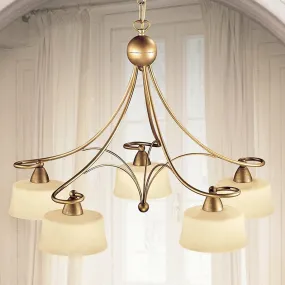 Lampadario LM-4220 5 E14 LED bronzo marrone ruggine sospensione multiluce classico ferro vetro interno