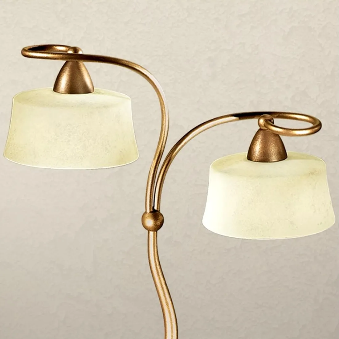 Abat-jour LM-4220 2LT E14 LED 45CM metallo bronzo dorato vetro antico lampada tavolo classico interno