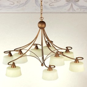 Lustre LM-4220 6 + 3 E14 LED bronze rouille rouille suspension multi-lumière classique fer intérieur verre