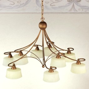 Lustre LM-4220 6 + 3 E14 LED bronze rouille rouille suspension multi-lumière classique fer intérieur verre