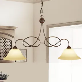 Bilanciere LM-4505 2B E27 LED classico rustico lampadario ferro piatto vetro campana interni