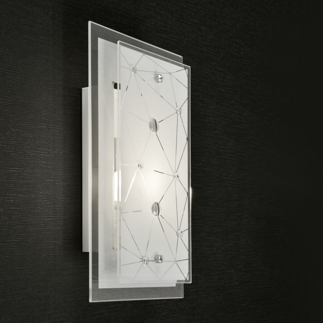 Applique PG-PERLA W67 1 E27 Applique LED rectangulaire en verre sérigraphié intérieur moderne