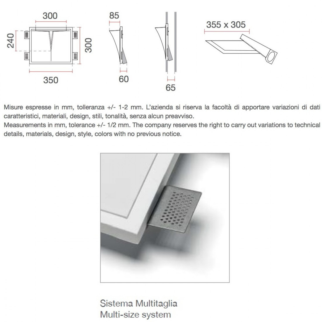 Applique incasso BF-2369 A Belfiiore 9010