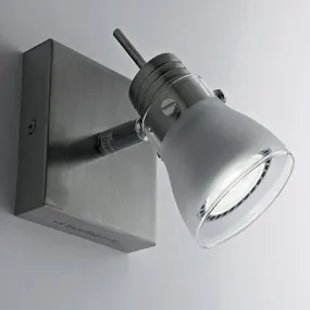 Faretto IL-APOLLO GU10 LED 7W metallo nichel spazzolato vetro moderno spot
