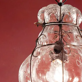 Sospensione SY-TIEPOLO 1435 E27 LED INOX acciaio classico vetro soffiato lampadario murano interno