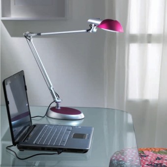 Abat-jour Illuminando LUCKY LED 5W 450LM 4000°K Lampe USB bureau réglable métal rouge noir aluminium intérieur moderne