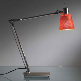 Abat-jour Illuminando LOLA LU E27 LED lampada scrivania moderna orientabile metallo bianco arancione alluminio interno