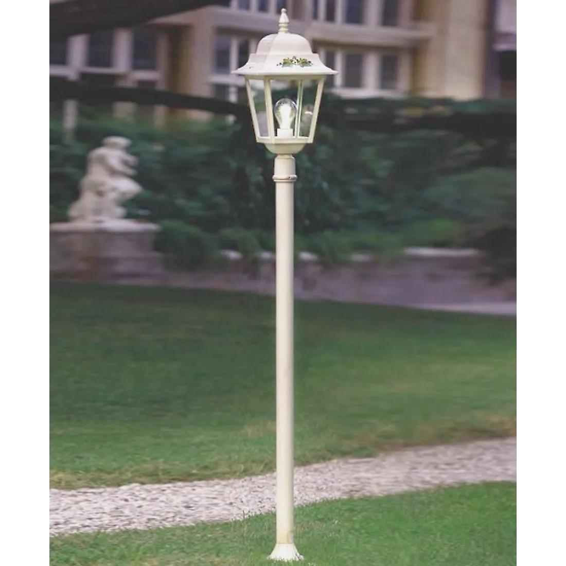 Palo da esterno FE-GORIZIA A108 TE E27 LED IP43 alluminio anticato decorato lampioncino lanterna terra esterno