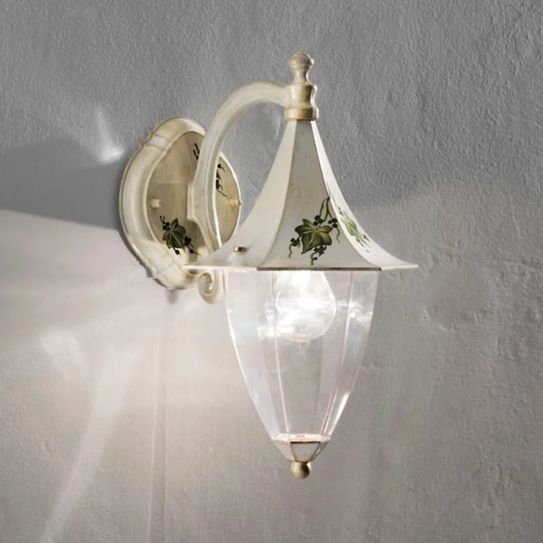 Applique FE-AREZZO A600 AP E27 LED IP43 esterno braccio lampada parete ceramica alluminio decorato