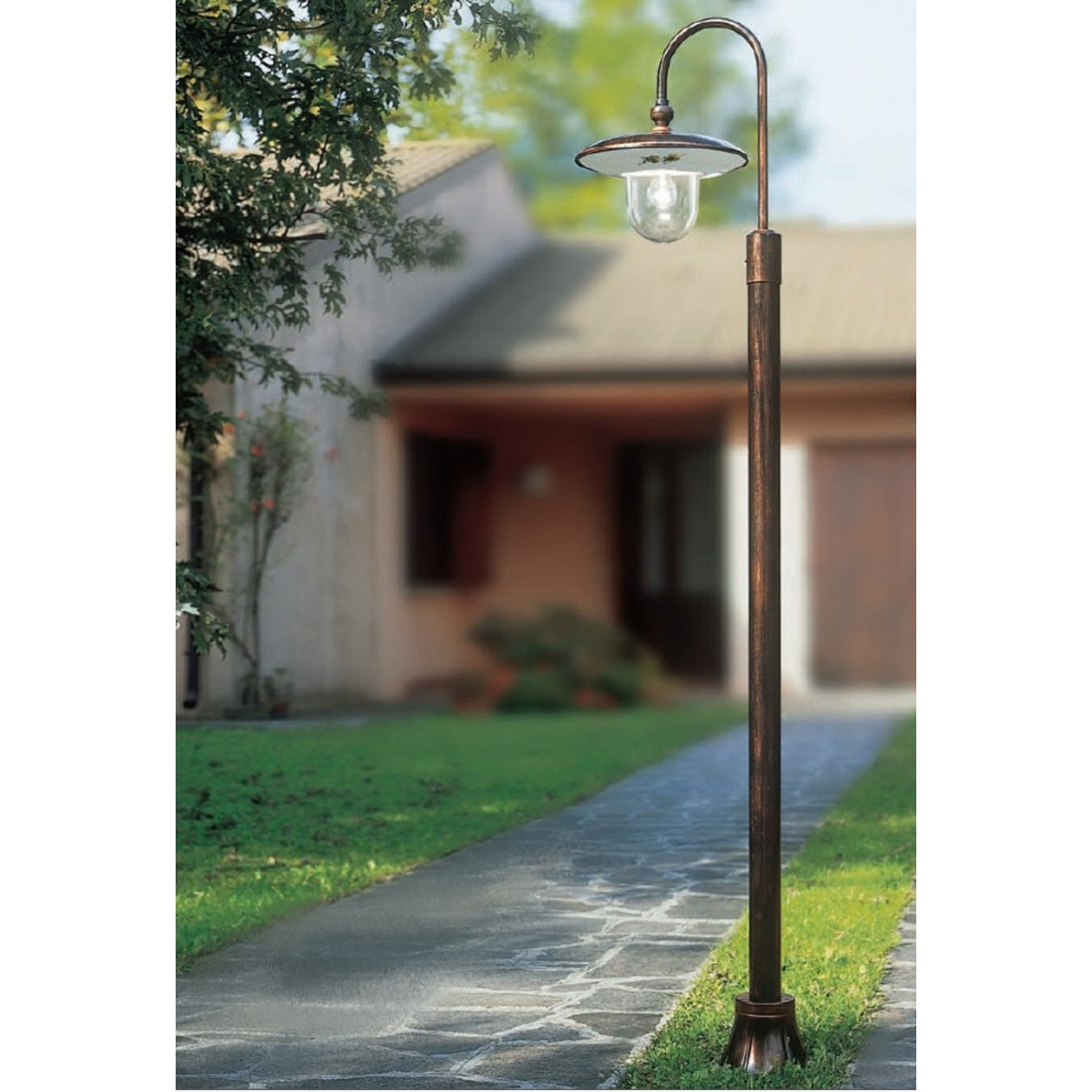 Poteau extérieur FE-LATINA A672 TE E27 LED IP43 décoré en céramique aluminium lampadaire jardin bras classique