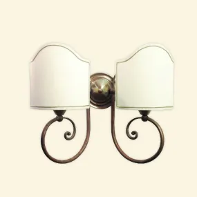 Applique BA-LEO 2 luci lampada parete classica stoffa ottone interno E27