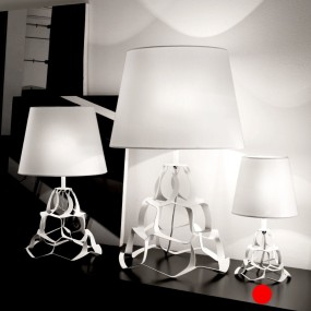 Abat-jour SN-ANAIS 1045 H30 E14 LED metallo bianco bronzo paralume tessuto lampada tavolo comodino moderna interno