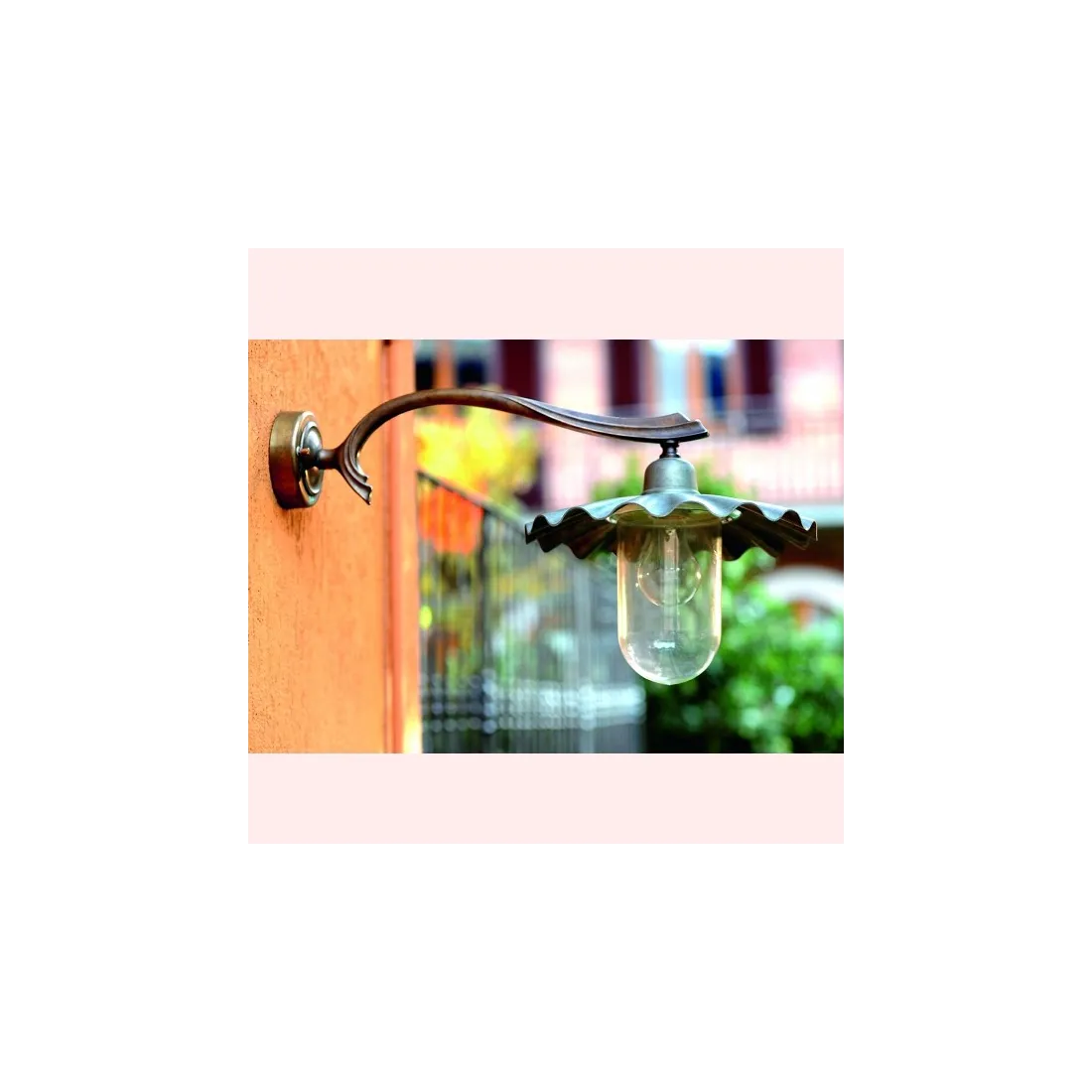 Applique BA-GAIA braccio sinuoso lampada parete rustica ottone alluminio esterno E27 IP44