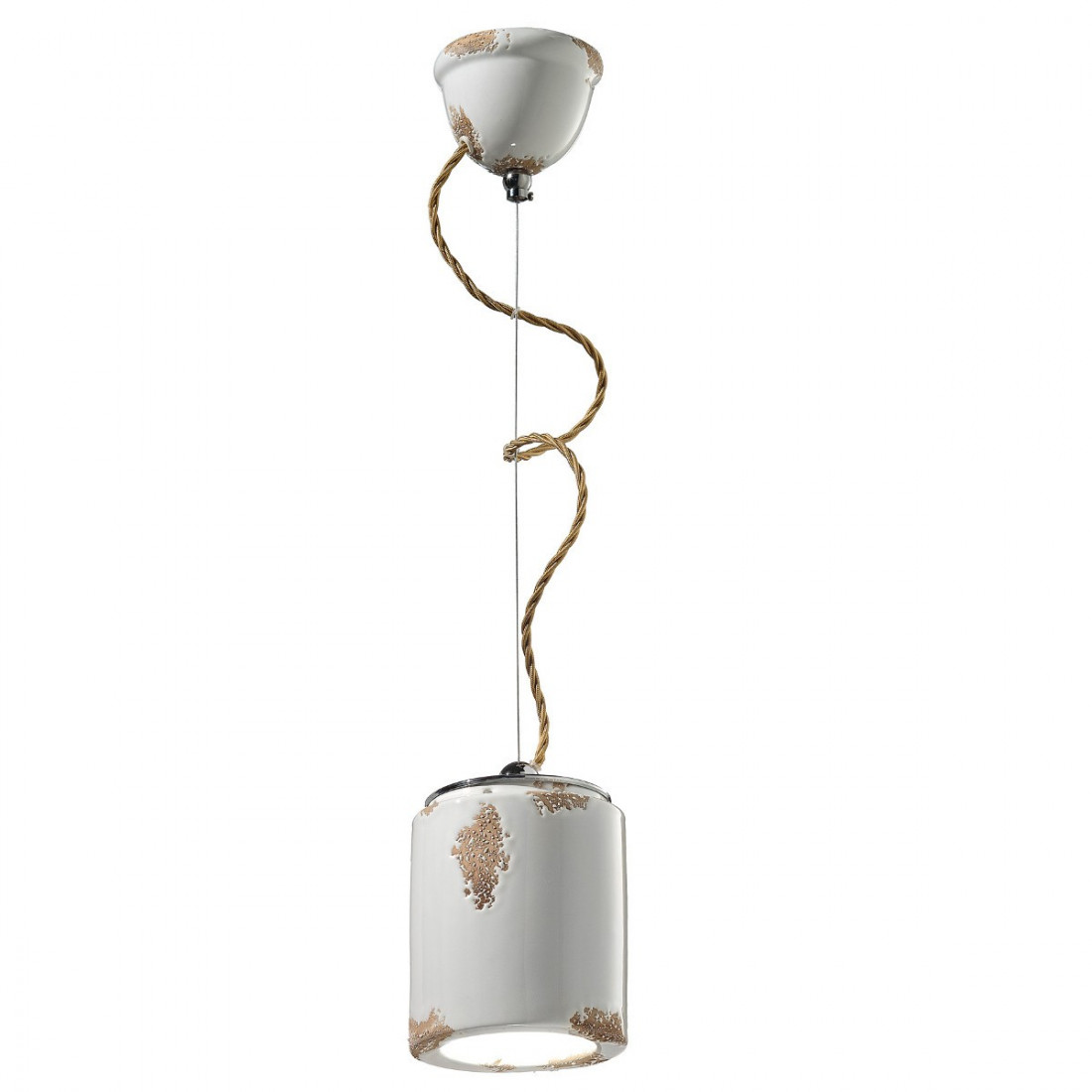 Lampadario FE-VINTAGE RETRO' C984 E27 LED ceramica artigianale sospensione treccia rustica interno