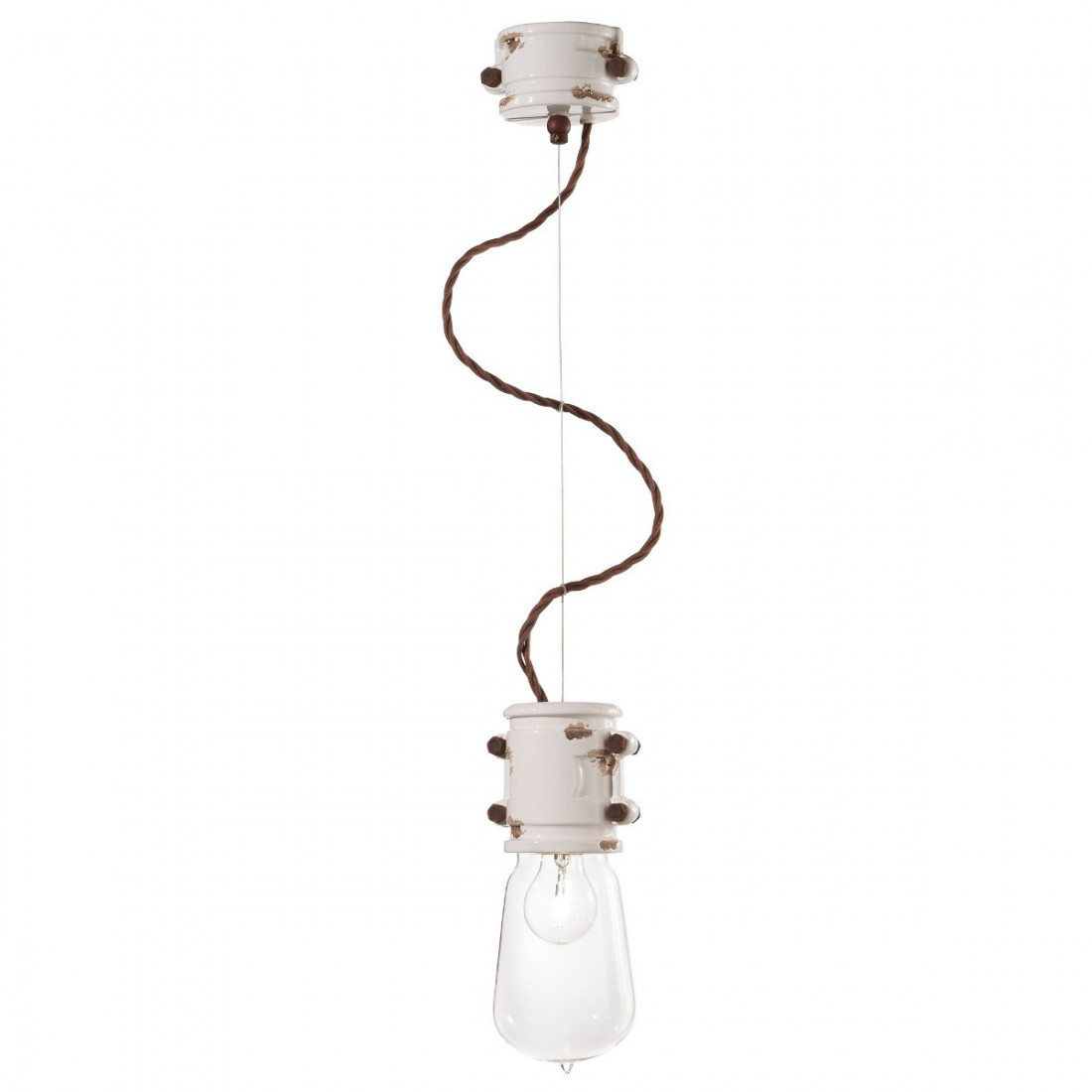 Lampadario FE-URBAN RETRO C1520 E27 LED treccia ceramica artigianale vetro sospensione classica rustica interno