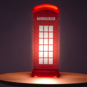 Abat-jour LZ-RED PHONE BOX E27 LED 34H Polilux feuerfeste rote Tischlampe Nachttisch Schlafzimmer Kinder Mädchen Interieur