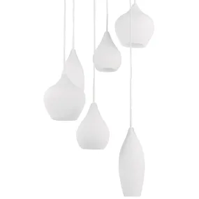 Lustre ID-SOFT SP6 E14 en verre soufflé blanc fumé, suspension interne IP20