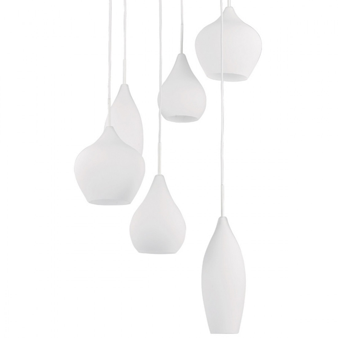Lustre ID-SOFT SP6 E14 en verre soufflé blanc fumé, suspension interne IP20