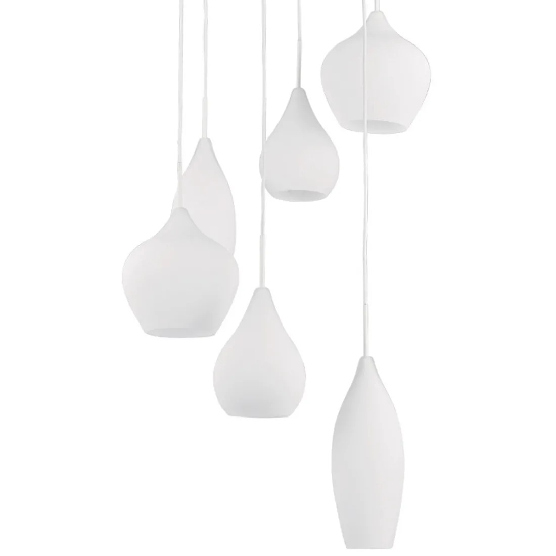 Lustre ID-SOFT SP6 E14 en verre soufflé blanc fumé, suspension interne IP20