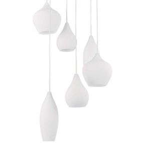 Lustre ID-SOFT SP6 E14 en verre soufflé blanc fumé, suspension interne IP20