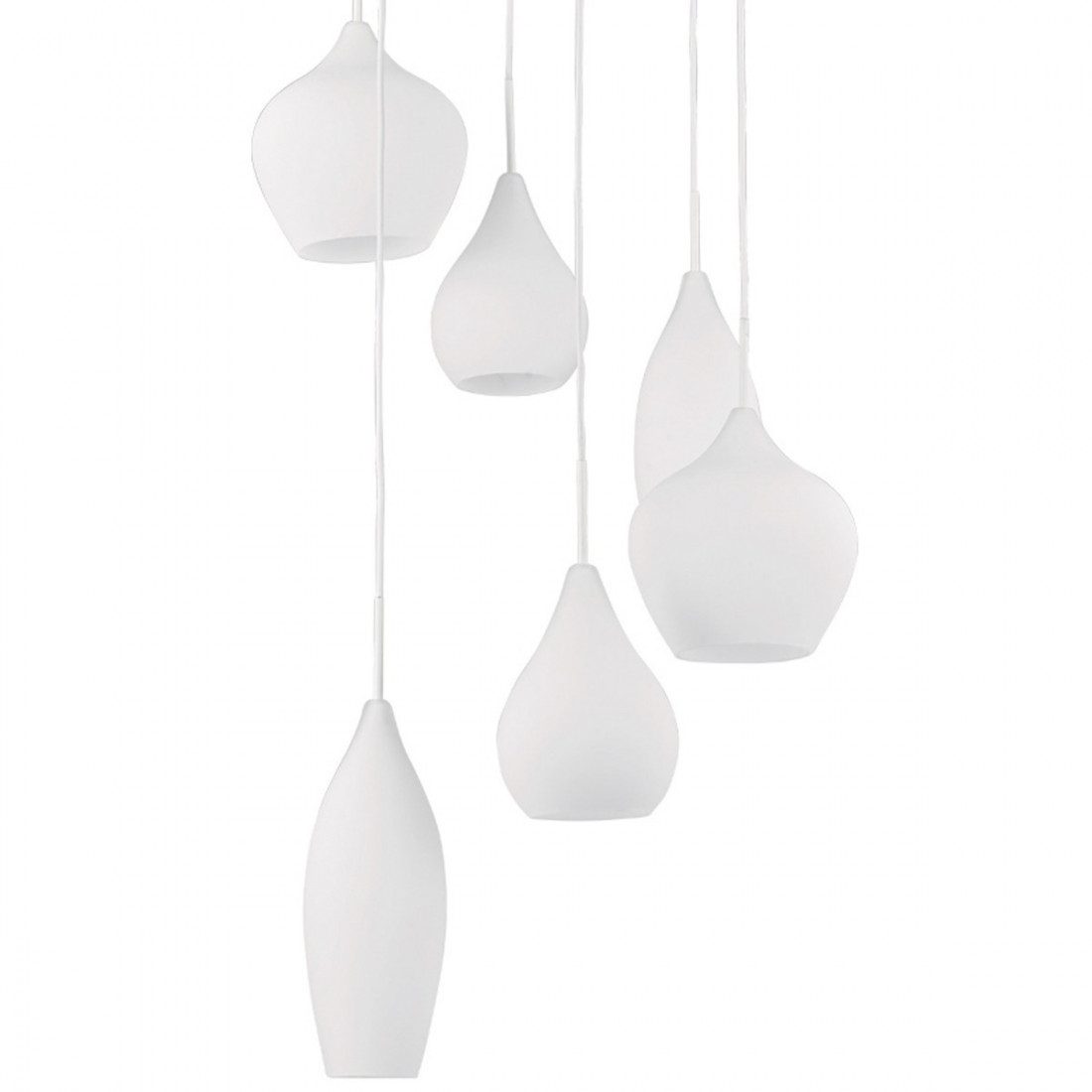 Lustre ID-SOFT SP6 E14 en verre soufflé blanc fumé, suspension interne IP20