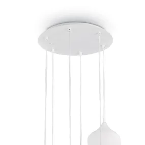 Lustre ID-SOFT SP6 E14 en verre soufflé blanc fumé, suspension interne IP20