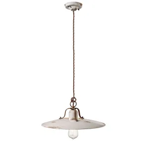 Lampadario FE-COUNTRY RETRO C1443 40CM E27 LED  ceramica artigianale treccia sospensione classica rustica interno
