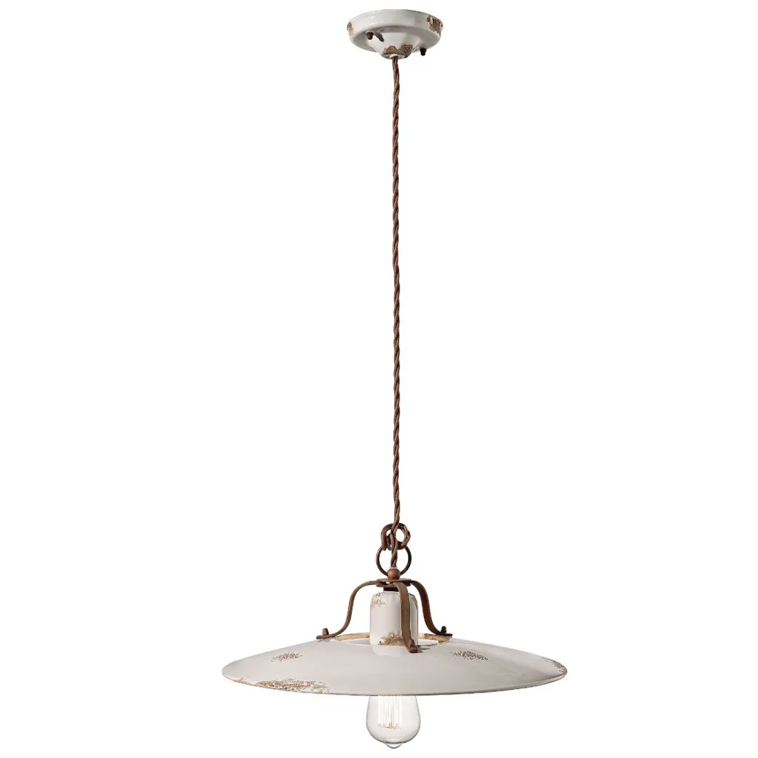 FE-COUNTRY RETRO C1443 40CM E27 LED lustre, tresse en céramique artisanale, suspension intérieure rustique classique