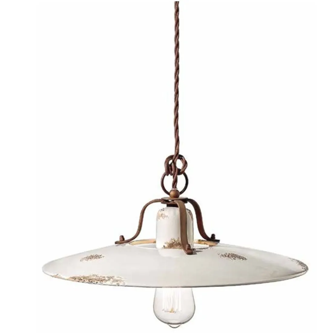 FE-COUNTRY RETRO C1443 40CM E27 LED lustre, tresse en céramique artisanale, suspension intérieure rustique classique