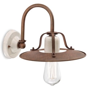 Applique FE-GRUNGE RETRO C1430 E27 LED metallo ceramica craquelè artigianale lampada parete classica rustica interno