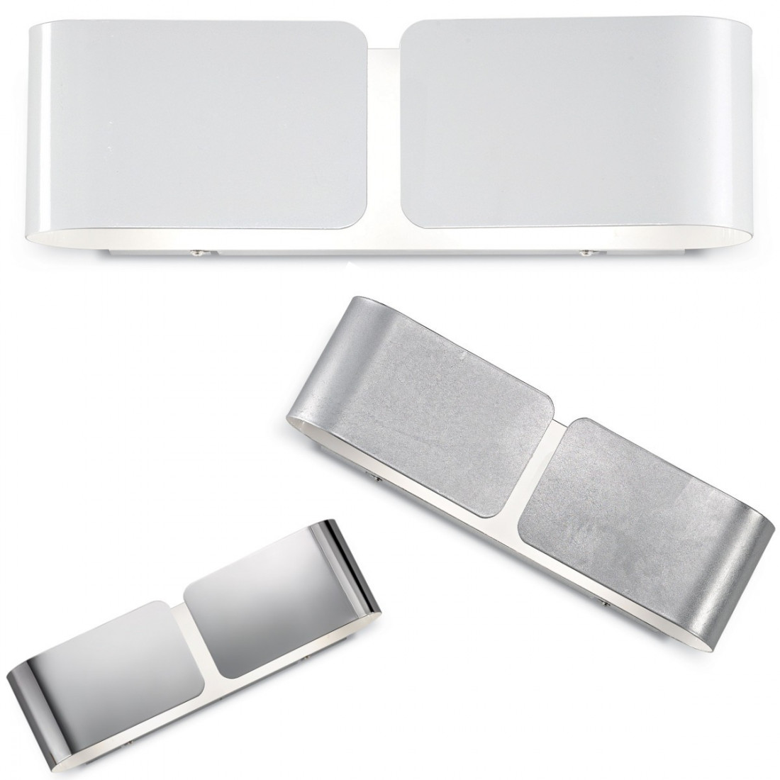 ID-CLIP AP2 SMALL E27 applique murale Led bi-émission métal moderne argent blanc chrome applique murale