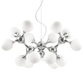 ID-NODI WHITE lustre SP15 E14 blanc lait globes en verre suspension multiluce intérieur moderne IP20