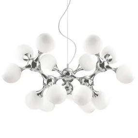 Lampadario ID-NODI BIANCO SP15 E14 vetro globi bianco latte sospensione multiluce moderno interno IP20