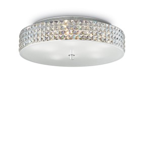 Plafoniera ID-ROMA PL9 G9 LED 50CM cristallo trasparente quadrati lampada soffitto multiluce tonda moderna interno