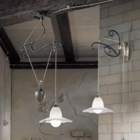 Saliscendi FA-COUNTRY LINE E27 LED 1 luce classico metallo vetro sospensione interno